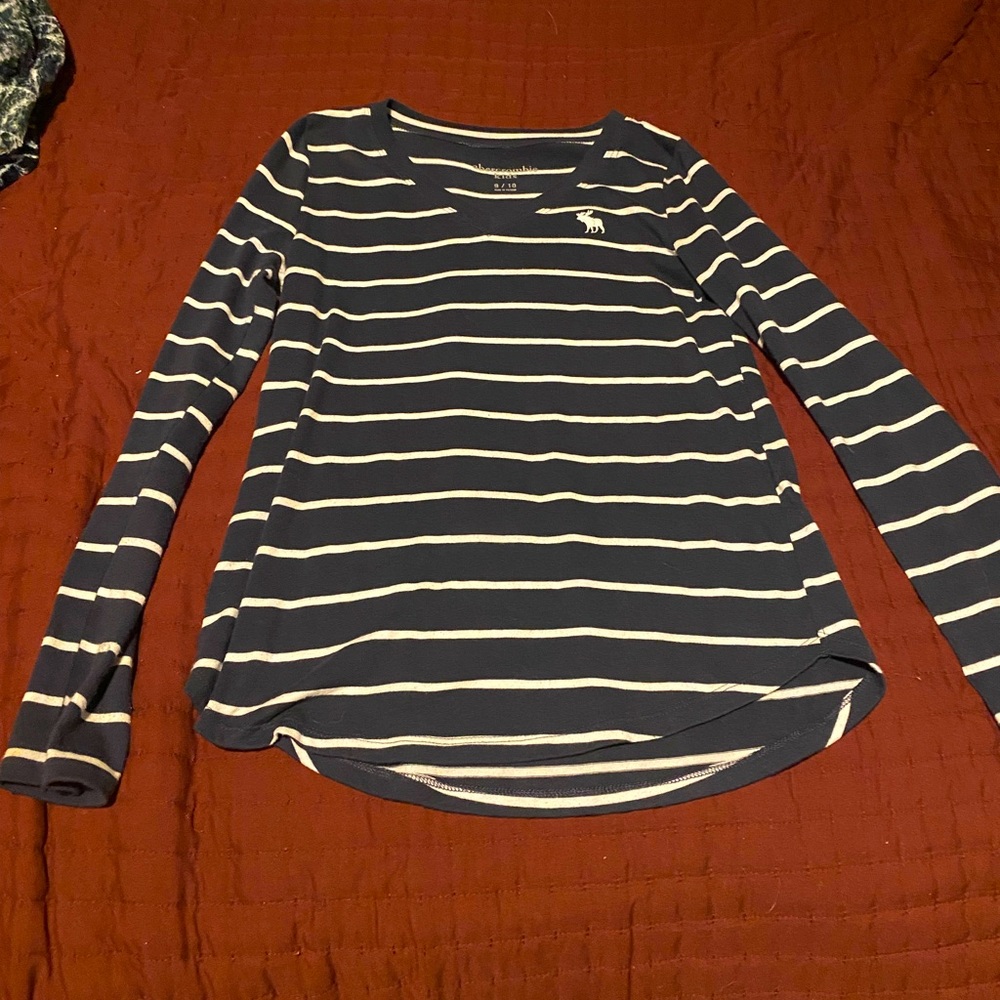 navy blue and white striped shirt
